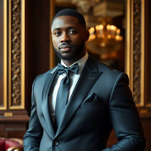 Stylish Black Man in Opulent Suit Setting