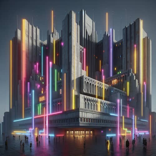 Soviet Neon Futuristic School: Architectural Fusion Delight
