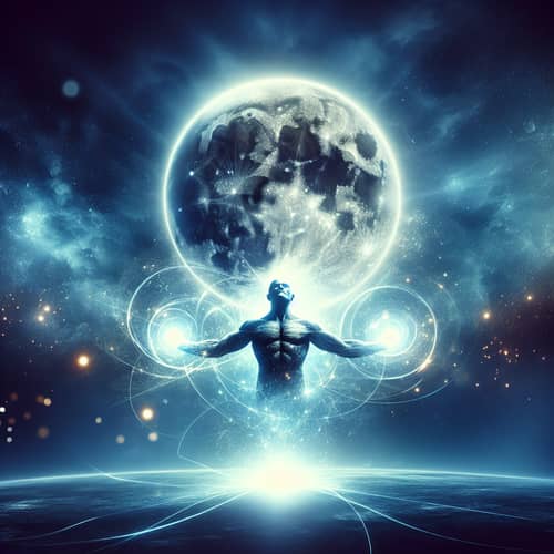 Strong and Victorious Moon in Night Sky