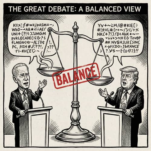 Balanced Debate in Satirical Political Cartoon Balanced Debate in Satirical Political Cartoon