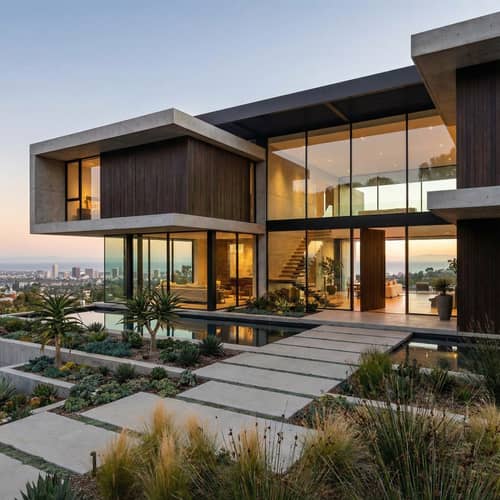 Luxury Modern Home Exterior: Clean Lines & Large Windows