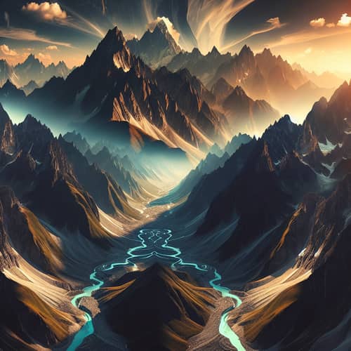 Stunning Abstract Mountain Landscape at Sunset