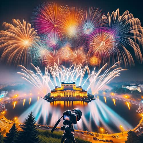 Lake Titan Fireworks Display - Nighttime Photography