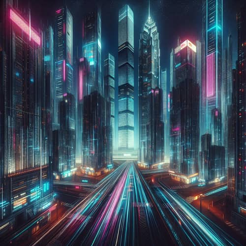 Futuristic Cyberpunk Cityscape at Night | Technological Innovation