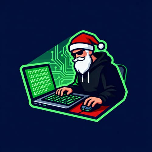 Hacker Santa Logo - Christmas Cybersecurity Theme