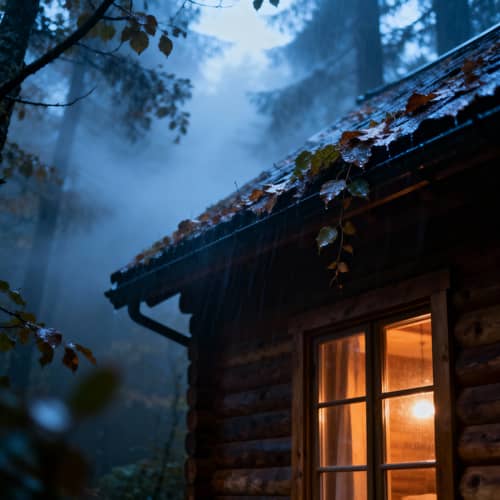 Relaxing Nighttime Forest Wooden House Relaxing Nighttime Forest Wooden House