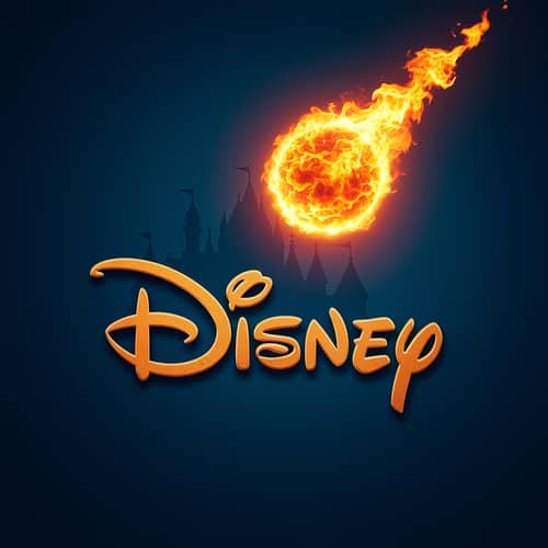 Unique Disney Logo with Fireball Detail