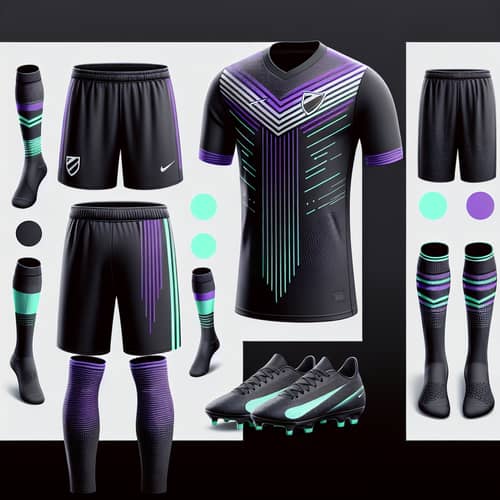 Black, Light Purple & Neon Green Soccer Uniform Design