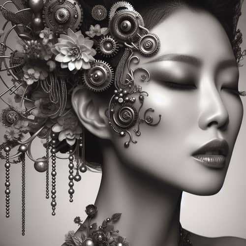 Steampunk-Inspired Victorian Style Portrait in Sepia Monochrome
