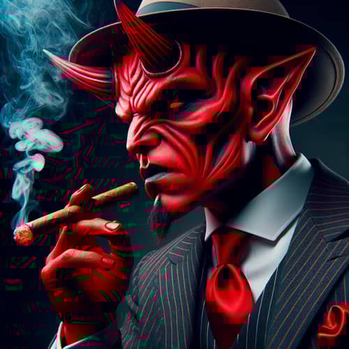 Menacing Devil Gangster Smoking - Mythological Character Design