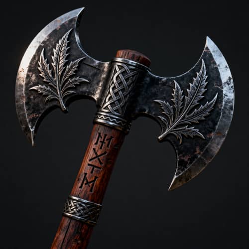 Unique Viking Axe with Leaf Blades Unique Viking Axe with Leaf Blades