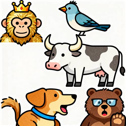 Sassy Clip Art: King Monkey, Bird, Cow & Friends