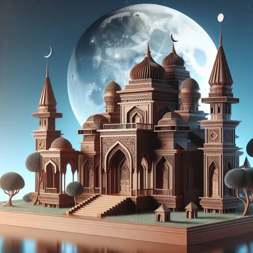 Beautiful Brown Structure Communicating with Moon