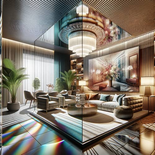 Luxurious Designer Room with Unique Glass Print