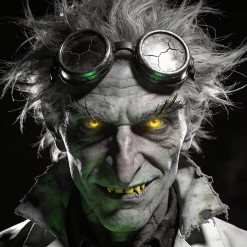 Mad Scientist Character Head - Unique Art Design