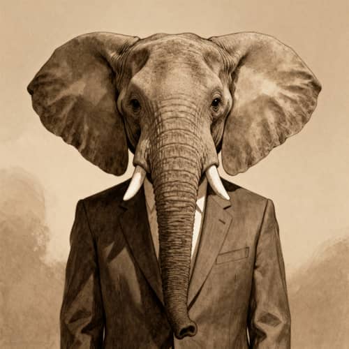 Paul S. Filiatrault with an Elephant Head Paul S. Filiatrault with an Elephant Head