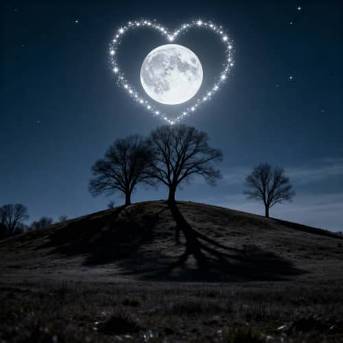 Moon Landscape with Heart - Beautiful Imagery Moon Landscape with Heart - Beautiful Imagery