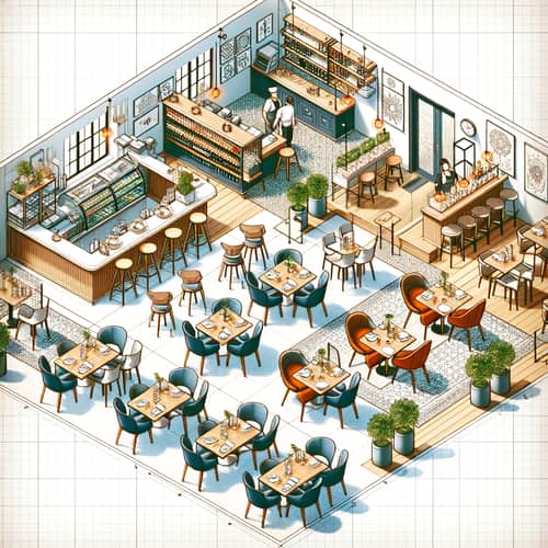 Well-Organized Restaurant Layout with Distinctive Features