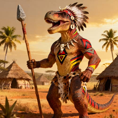 Tribal Themed Anthropomorphic T-Rex Design