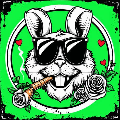 Smug Bunny Logo - Unique Line Art Design