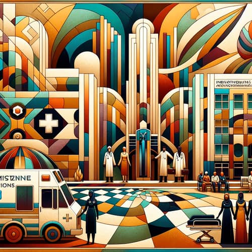 Futuristic Healthcare Environment in Art Deco Style