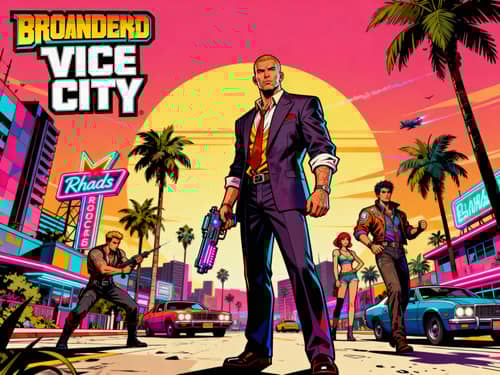 GTA Vice City Inspired Art in Borderlands Style GTA Vice City Inspired Art in Borderlands Style