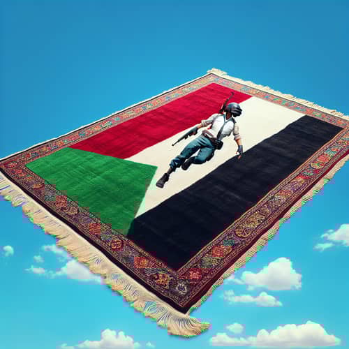 PUBG Player on Sudanese Flag-Colored Magic Carpet