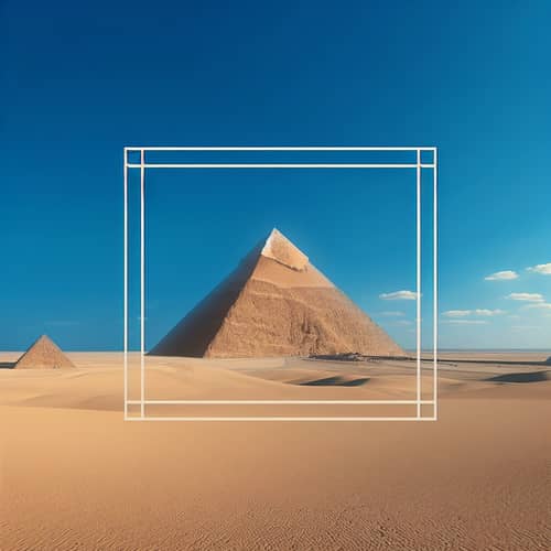Large Pyramid in Expansive Desert Under Azure Sky
