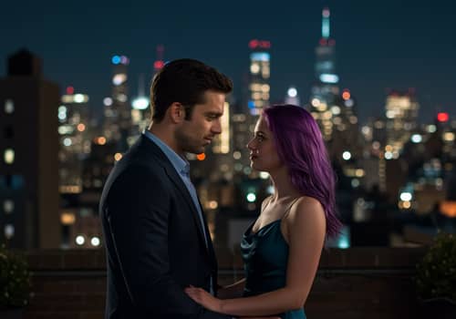 Romantic Image of Sebastian Stan in NYC at Night