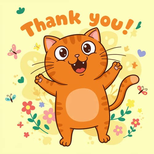 Thank You! Cute Cartoon Orange Cat