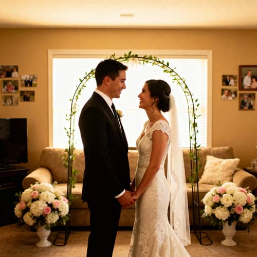 Couple Weeding Together at Home Couple Weeding Together at Home