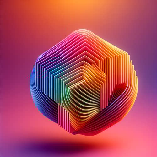 Vibrant 3D Geometric Shape on Gradient Background