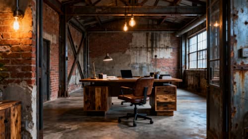 Elegant Double Home Office Design in Industrial Style