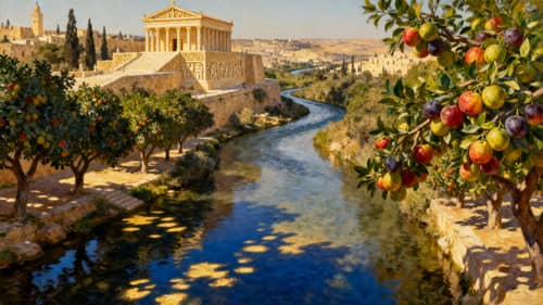 Ezekiel's Serene River Scene - Oil Painting Ezekiel's Serene River Scene - Oil Painting