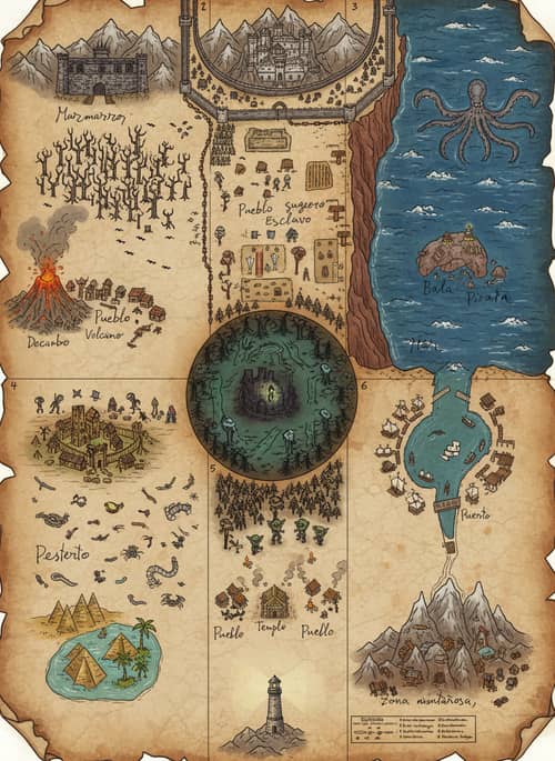 Explore the Fantasy Map of Kingdoms and Creatures