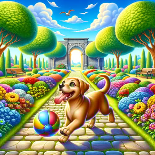 Playful Labrador Retriever Frolicking in Vibrant Park | Dog Joy