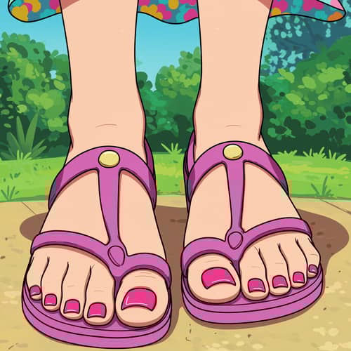 Cartoon Woman with Pretty Toes