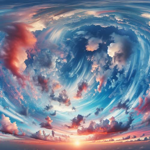 Sunset Sky White-Blue, Pink, Orange Clouds Seamless