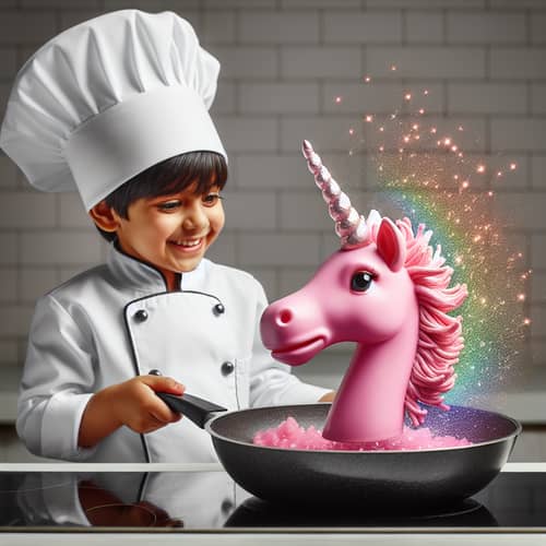 Playful Chef Baking Pink Toy Unicorn - Magical Kitchen Fun