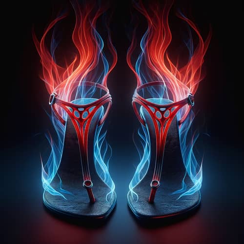 4K Image: Red and Black Thongs Made of Blue Flame