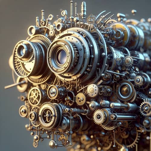 Charming Steampunk Mechanical Entity in Macro Detail