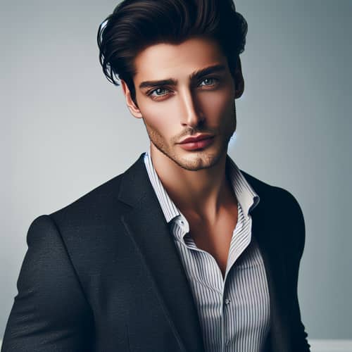 Confident Handsome Caucasian Man with Green Eyes