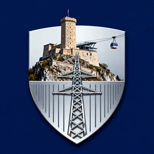Bastille Grenoble Crest with Cable Car & Pylon