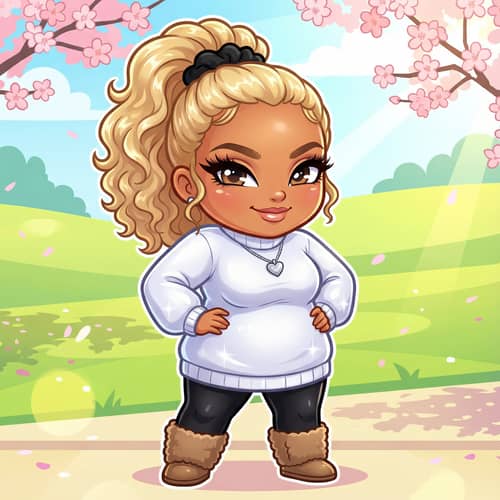 Chibi Plus-Size Woman Illustration in Style Chibi Plus-Size Woman Illustration in Style