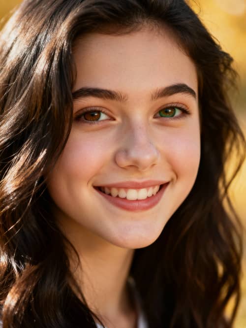 Beautiful 21-Year-Old Girl with Wavy Hair