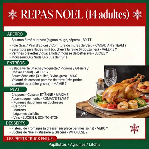 Festive Christmas Menu for 14 Adults Festive Christmas Menu for 14 Adults