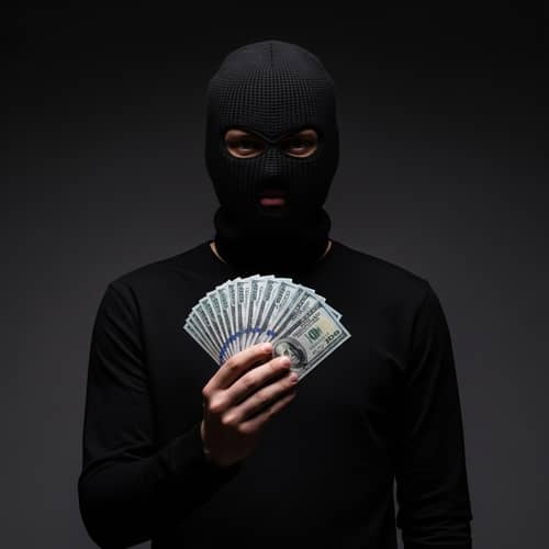 Mysterious Guy in Ski Mask Holding Money