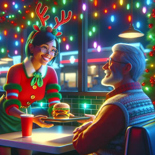 Festively Decorated Fast Food Restaurant | Christmas Theme