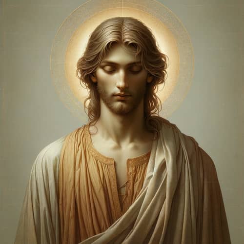 Renaissance Depiction of Holy Figure with Flowing Robe