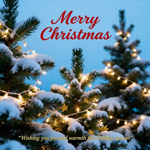 Festive Christmas Card Design with Pine Trees Festive Christmas Card Design with Pine Trees